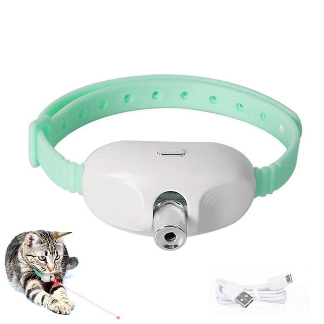 Interactive Cat Collar with Luminous Transmitter – PC TPC Material, Dual Modes, USB-C Charging, Automatic Self-Entertainment Toy for Cats – Fresh Green, Pink