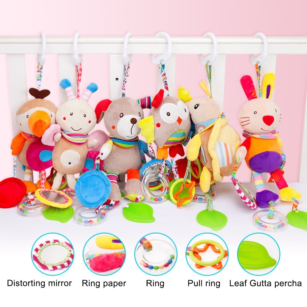 Baby Kids Rattle Toys Cartoon Animal Plush Hand Bell Stroller Crib Hanging WA 