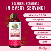 MaryRuths Morning Multivitamin Liquid, Raspberry Flavor, Vegan, Non-GMO, Unisex, with Vitamins C and D, 1 Count, 32 fl oz
