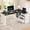 Black+White/61 in, variant on 55" Electric Shaped Standing Desk with Storage Drawers Height Adjustable Corner Computer Desk with Power Outlets, Lift Top Desk, Farmhouse Corner Standing Desk, Sit Stand up Desk for Home Office