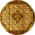 thumbnail image 1 of Ahgly Company Machine Washable Indoor Round Persian Yellow Traditional Area Rugs, 4' Round, 1 of 4