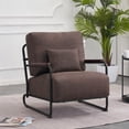 thumbnail image 4 of Mcombo Modern Accent Chairs, Armchair with Steel Legs, Leathaire Lounge Chairs for Living Room Office HQ102(Brown), 4 of 8