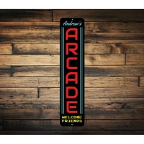 Arcade Vertical Novelty Decor, Metal Wall Sign - 4x18 Inches
