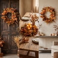 thumbnail image 7 of 20 Inch Artificial Fall Wreath for Front Door, Faux Pampas Autumn Wreath with Leaves Berries Cones, Indoor Covered Outdoor Thanksgiving Harvest Home Porch Decor, 7 of 7