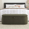 thumbnail image 6 of Storage Bench Modern Entryway Bench End of Bed Bench Ottoman Upholstered Bedroom Benches for Foot of Bed Bench Footrest Stool with Golden Legs 45.5" Green, 6 of 16