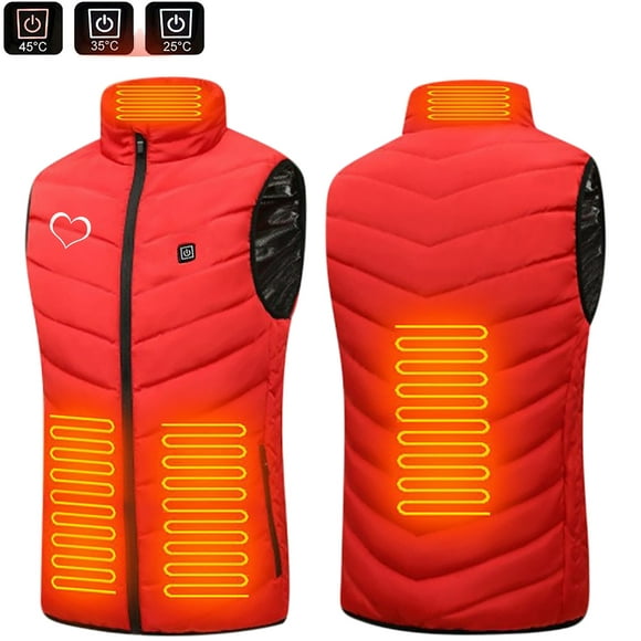 Meichang Heated Vests for Men and Women Sleeveless 4 Heating Zones Electric Heated Coats Heart Graphic Zip Up Heated Jackets Winter Warm Rechargeable Heating Coats