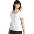 thumbnail image 2 of Hanes Perfect-T Women's V-Neck Cotton T-Shirt, Value 2-Pack White L, 2 of 5