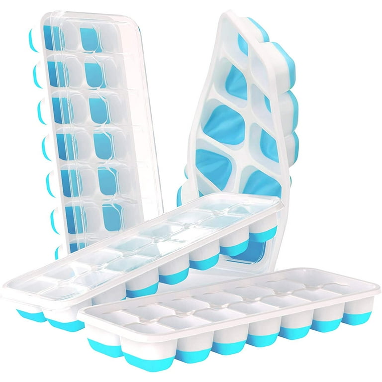 Ice Cube Trays, 3 Pack Bpa Free Silica Ice Block Trays With Lid