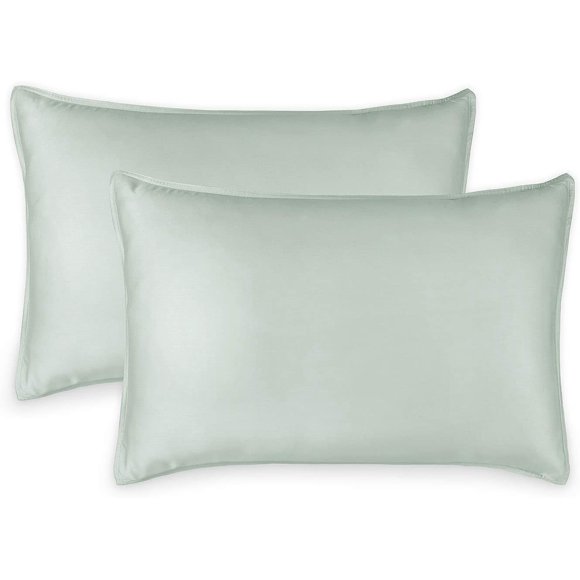 King Pillowcases by Pure Bamboo, Genuine 100% Organic Viscose Derived from Bamboo, Luxuriously Soft & Cooling, Double Stitching, Envelope Closure (2 King Pillowcases, Sea Glass)