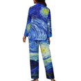 thumbnail image 2 of Renewold Soft Nightwear for Fall Spring Winter Vincent Van Gogh-The Starry Night Long Sleeve Top and Pant 2 Pieces Button-Down Pajama Set Stylish Loungewear Athletic Clothing Size M, 2 of 6