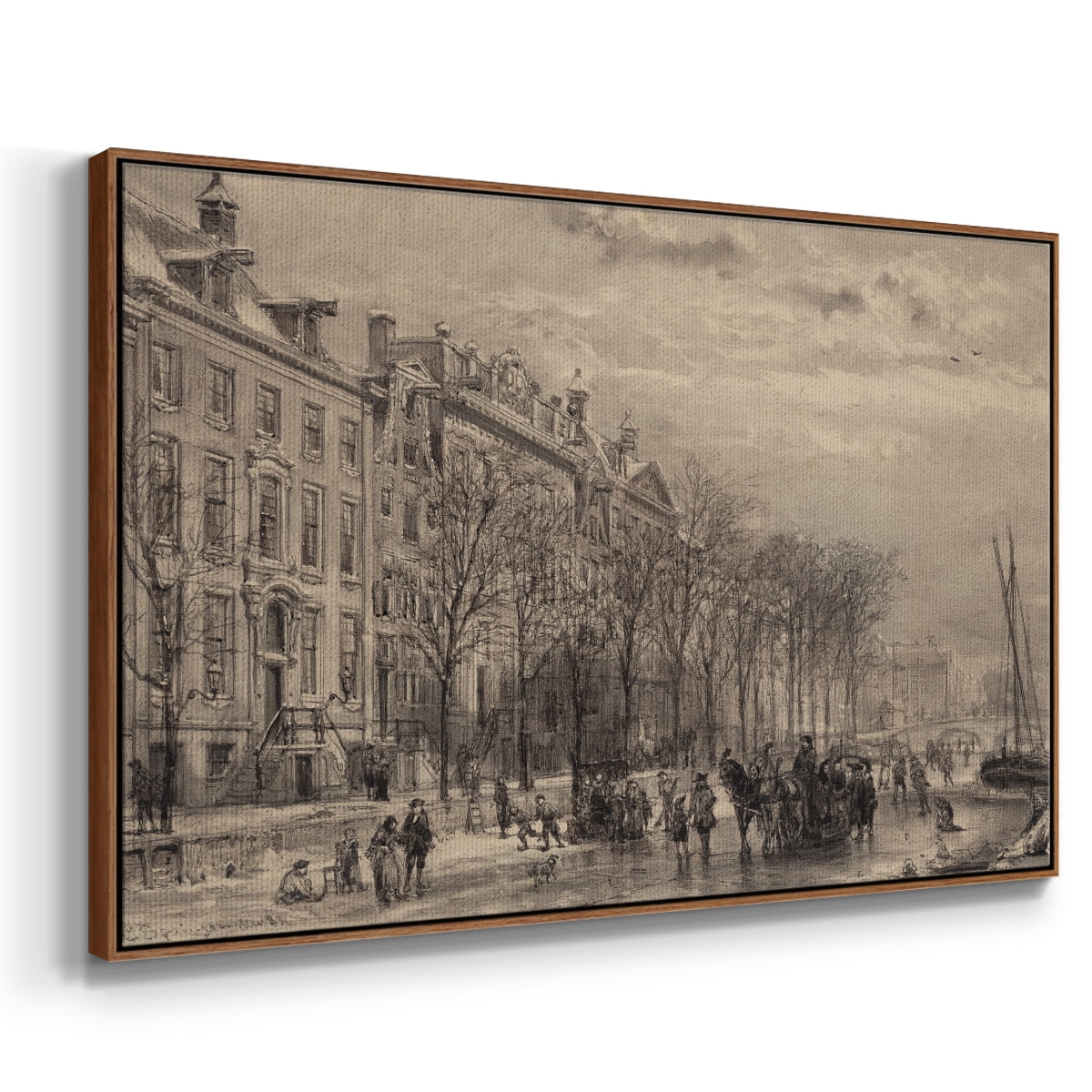 Vintage Landscape-CCXXXIII By Wexford Home Framed in Walnut Wood Gallery Wrapped Canvas 27 in. x 41 in.