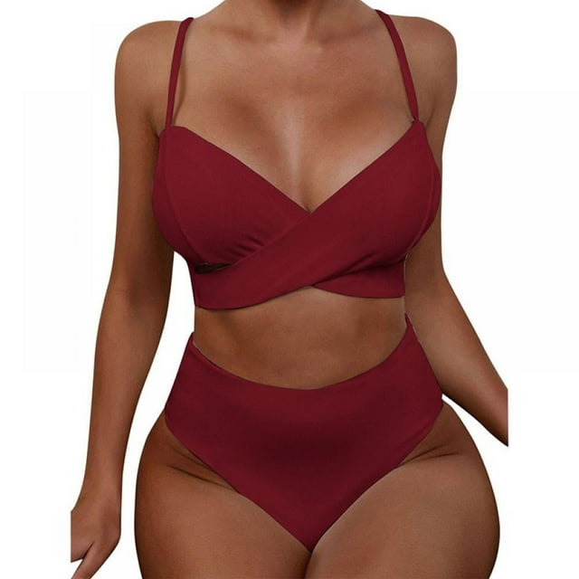 PENGXIANG Women Wrap Bikini Set Push Up High Waisted 2 Piece Swimsuits