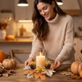 thumbnail image 4 of 2Pcs Fall Maple Leaf Berry Pine Cone Artificial Candle Ring Wreaths, 10.2in Autumn Harvest Thanksgiving Table Decor, Seasonal Candlestick Garlands Yellow, 4 of 5