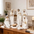 thumbnail image 5 of Hand-Painted Resin Nativity Set of 9, White and Gold Christmas Manger Scene Figurines for Indoor Tabletop Decor, Religious Holiday Decoration and Collectible Gift, 5 of 6