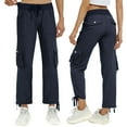 thumbnail image 1 of AherBiu Hiking Pants Women Drawstring High Waisted Drawstring Straight Leg Sweatpants with 6 Pockets, 1 of 9