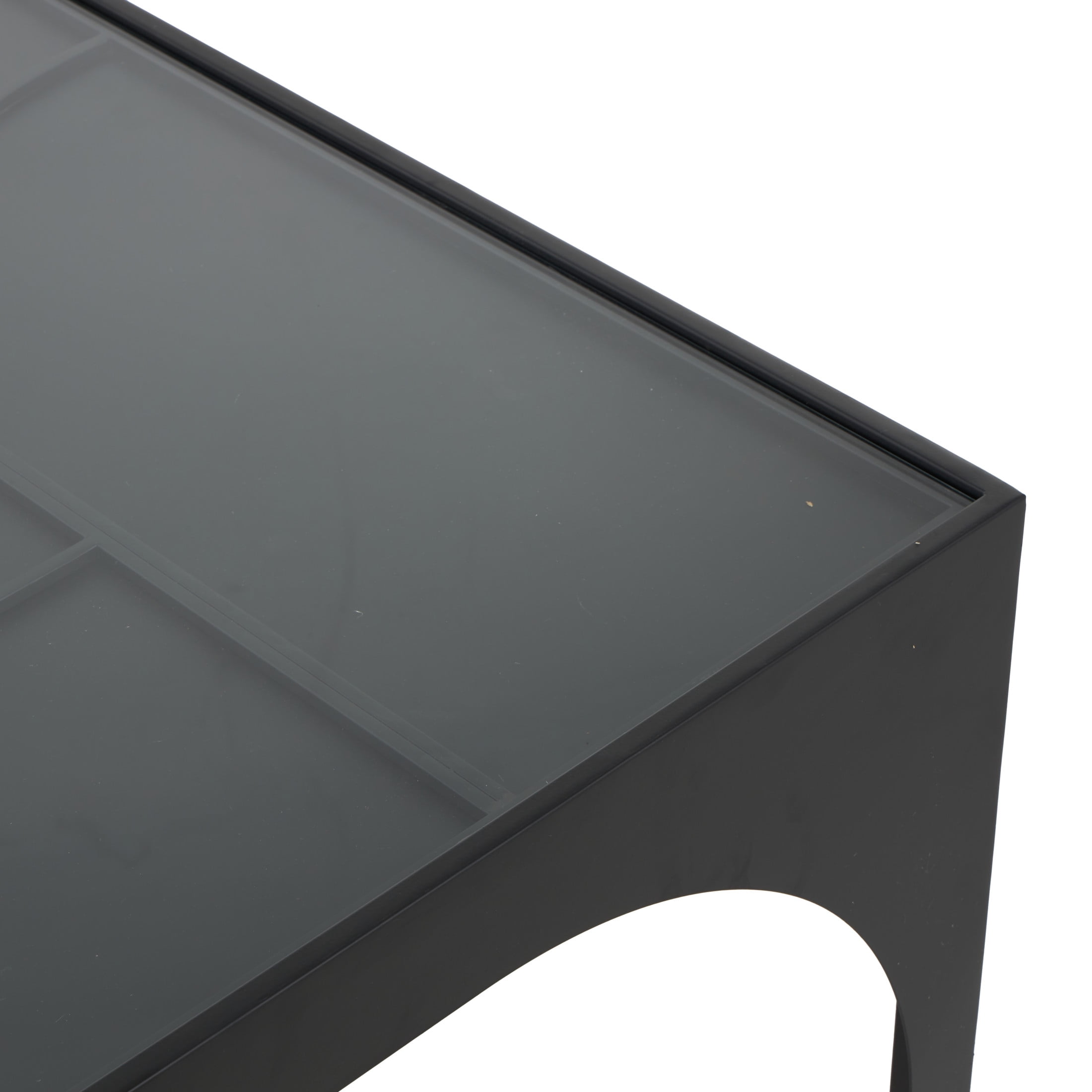 DecMode 42" x 17" Black Metal Geometric Coffee Table with Glass Top, 1-Piece