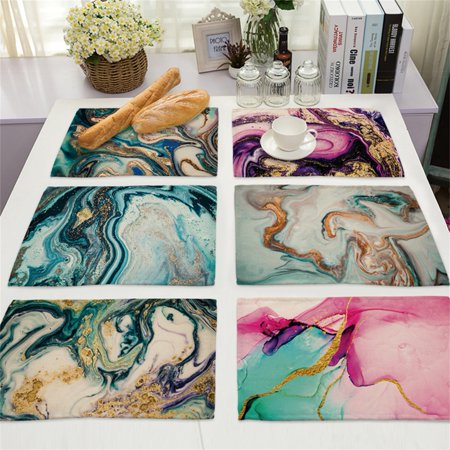

jiaroswwei Heat Resistance Placemat Decorative Linen Add Ambient Marble Pattern Table Mat Household Supplies