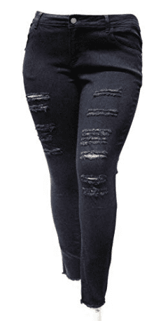 womens plus size black distressed jeans