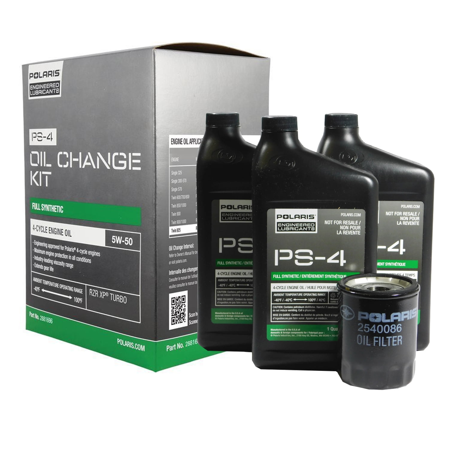 Polaris New OEM PS4 Full Synthetic Oil Change Kit, 2881696 Walmart