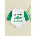 thumbnail image 3 of Elippeo Baby Romper 3M 6M 12M 18M  St Patricks Day Long Sleeve Crew Neck Shamrock Letters Print Fall Bodysuit Clothes for Girls Boys, 3 of 10