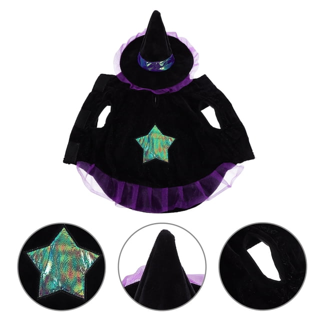 CRAFTHROU 1 Set Pet Cat Costumes with an Adorable Wizard Hat for Seasonal Festivities