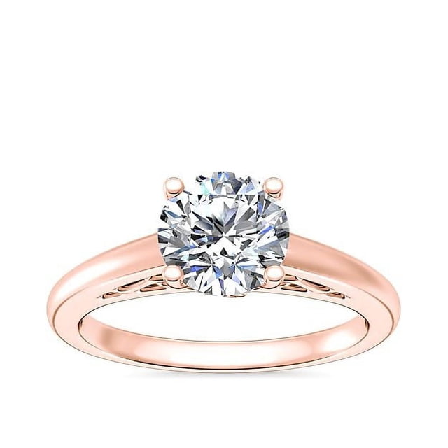1.00 T.C.W Round Shape Natural Diamond Latest Design Solitaire Wedding Ring for Ladies Solid 14K Rose Gold Size 8