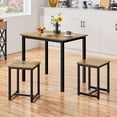 thumbnail image 2 of QRKD Industrial Dining Kitchen Table Set for 2 Breakfast Nook Table w/ 2 Stools for Dining Room Kitchen Small Space, Rustic Brown, 2 of 9