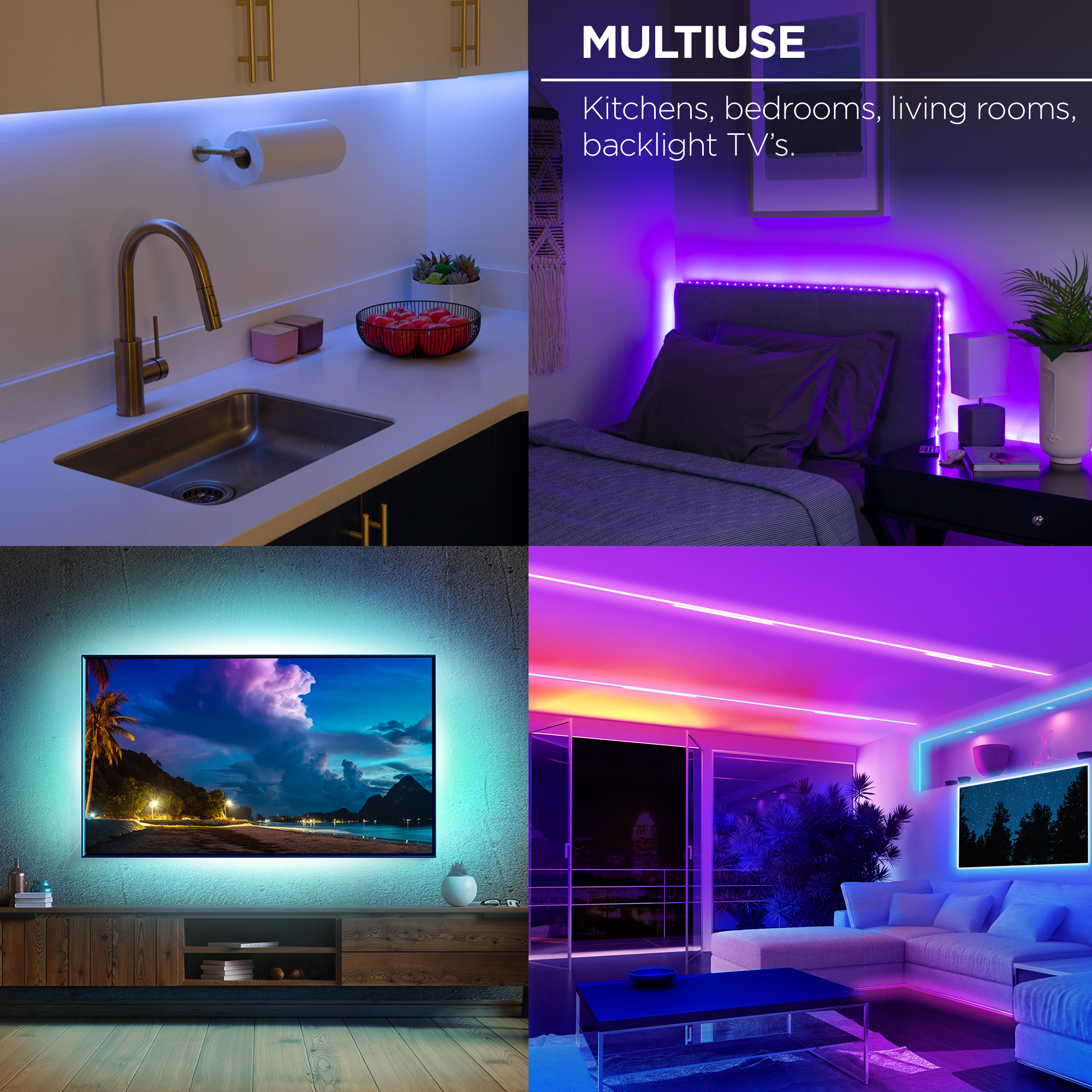 Merkury Smart LED Strip Lights, 16ft RGB Wi-Fi Dimmable photo 7