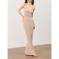 thumbnail image 6 of Raccmtaty Women 2-Piece Bright Silk Skirt Set Spaghetti Strap Scoop Neck Cami Long Skirt Bodycon Outfit, 6 of 8