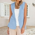 thumbnail image 2 of APEXFWDT Women's Linen Vest Sleeveless - Button Front Waistcoat with Pockets Casual Blazer Layering Piece for Spring Outfits, 2 of 7