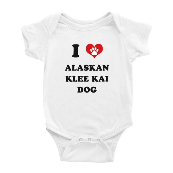 I Heart Alaskan Klee Kai Dog Funny Cute Baby Romper (White, 0-3 Months)
