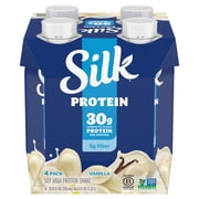 Silk 30g Vanilla Protein Shakes, Dairy Free, Lactose Free, Ready to Drink Complete Plant Protein Shakes, 11.15 fl oz Bottles, 4 Count