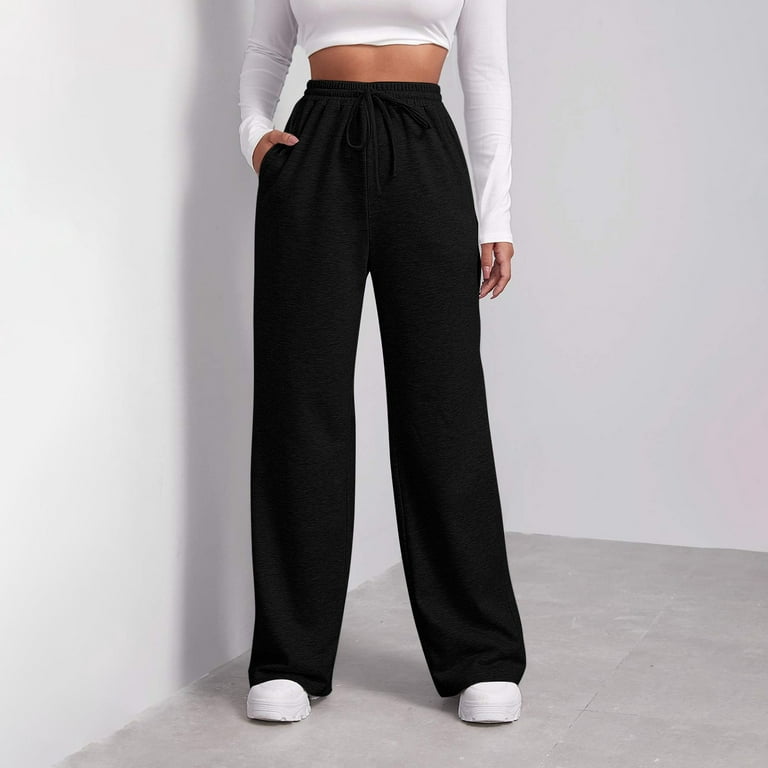 Knosfe Cute Sweatpants for Teen Girls Drawstring Comfy Sweatpants Soft  Woman High Waisted Tall with Pockets Trendy Jogger Sweat Pants Straight Leg