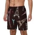 thumbnail image 2 of Haiem Eiffel Tower Mens Swim Trunks with Compression Liner 2 in 1 Swimming Shorts Stretch Swimwear Quick Dry,Board Shorts-Medium, 2 of 9