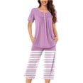 thumbnail image 2 of Ensembles de Pyjama pour Femmes 2 Pcs, Blouse Décontractée à Col Rond à Manches Courtes pour Femmes, Pantalon de Mode, Ensemble de Pyjama, 2 of 7