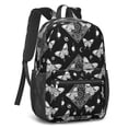 thumbnail image 2 of Butterfly and Skull Gothic Pattern 17" Waterproof Oxford School Backpacks for Teens, S-Shape Padded Straps, for School, Travel, Hiking, Camping, 2 of 5