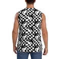 thumbnail image 4 of Fotbe Ying Yang Checkered Men's Camiseta sin Mangas Estampada para Hombres, Playera Casual para Gimnasio, Entrenamiento, Playa-Large, 4 of 7