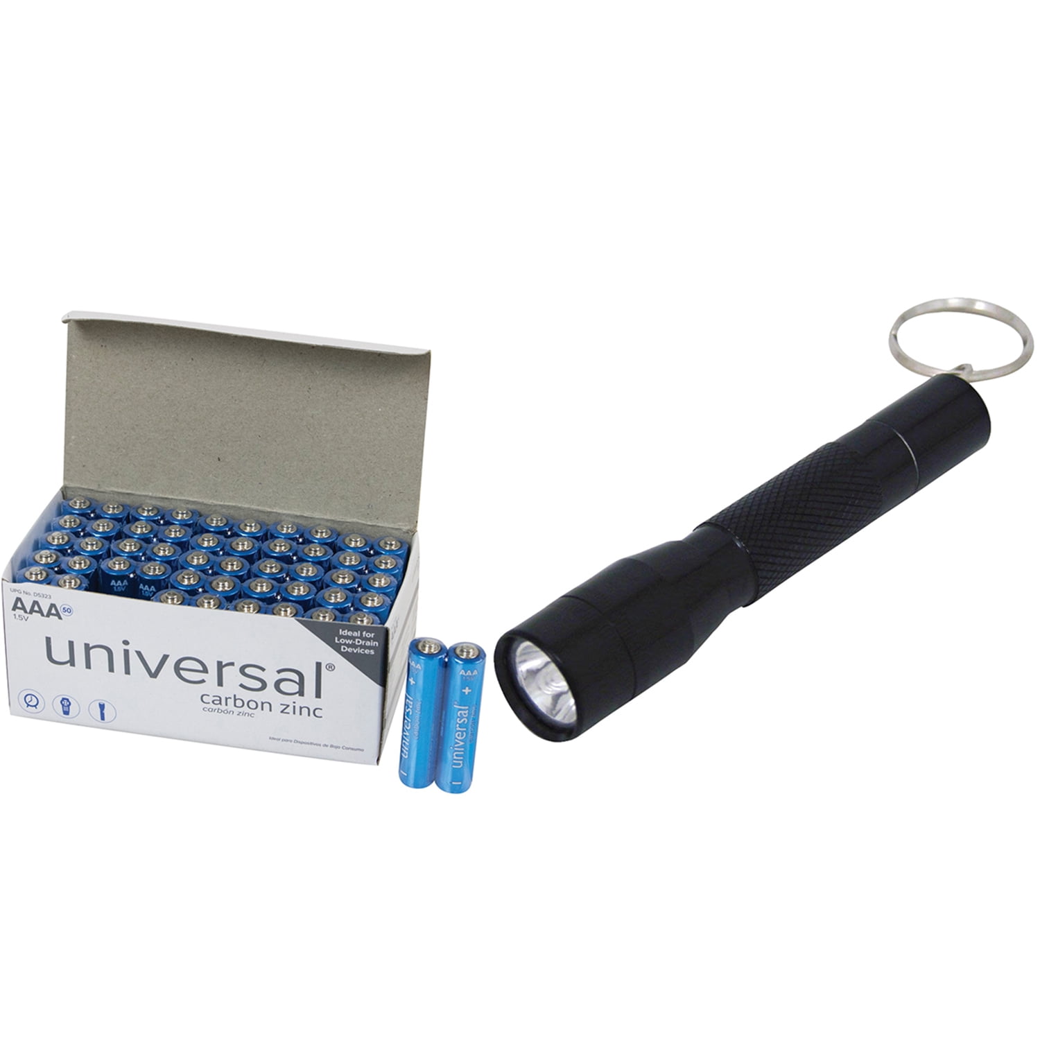 Dorcy 464001 LED Aluminum Key Chain Flashlight & UPG AAA 50 PK