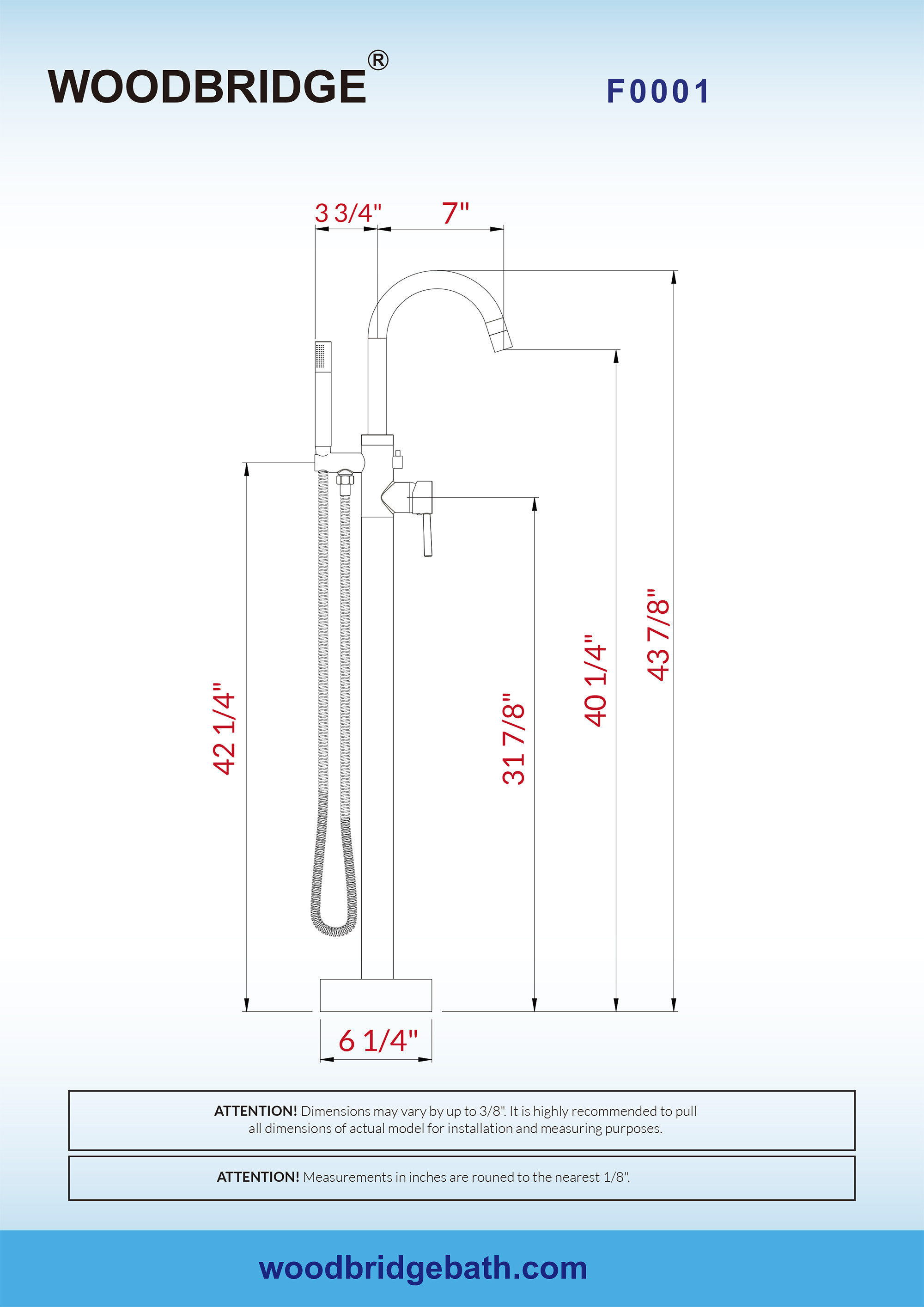 WOODBRIDGE F-0001 Bathtub Faucet, Brushed Nickel