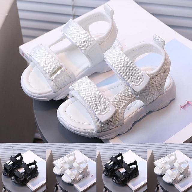 JDQJBZ Boys's Sandals Kids Solid Color Soft Sole Hook Loop Breathable Non Slip Summer Shoes