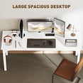 thumbnail image 3 of 71" White Computer Desk with Metal Legs - Industrial Style Office Desk for Home, Living Room & Dining Use - Spacious & Stable Workstation, 3 of 7