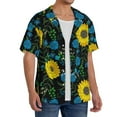 thumbnail image 2 of Gukieu Sunflowers And Blue Flower Print Men's Short-sleeved Shirts, Button-down Pocket Shirts, T-shirts, Beach Vacation Travel Summer Clothing-Medium, 2 of 5