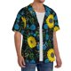 thumbnail image 2 of Balery Sunflowers And Blue Flower Camisa Casual de Manga Corta con Botones para Hombre, Texturizada, Estilo Cubano, para Playa, Verano-Large, 2 of 5