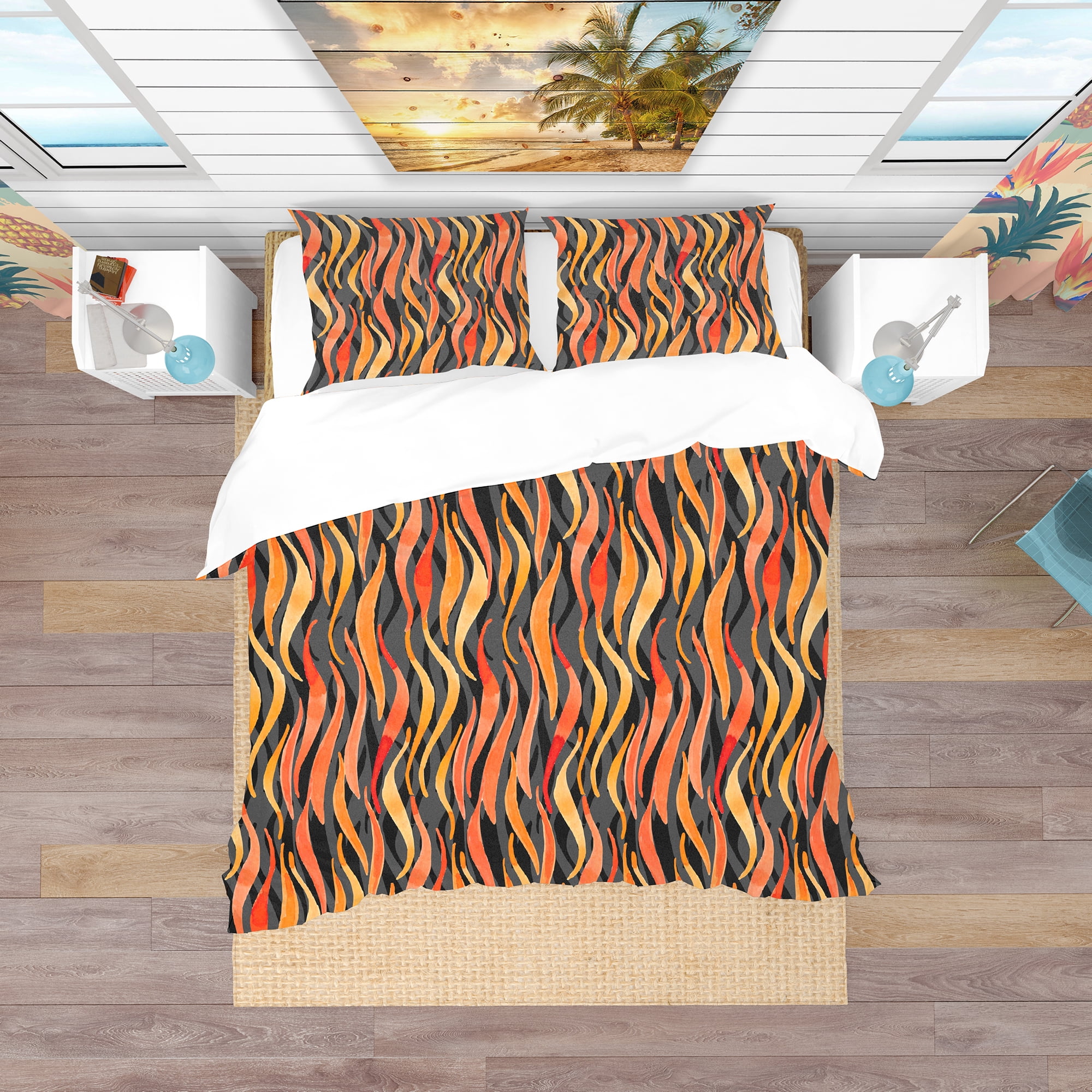 Designart 'Fire Flame Pattern' Modern & Contemporary Duvet Cover Set