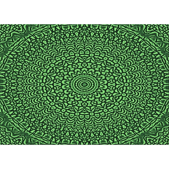 Ahgly Company Indoor Rectangle Patterned Dark Forest Green Area Rugs, 7' x 10'
