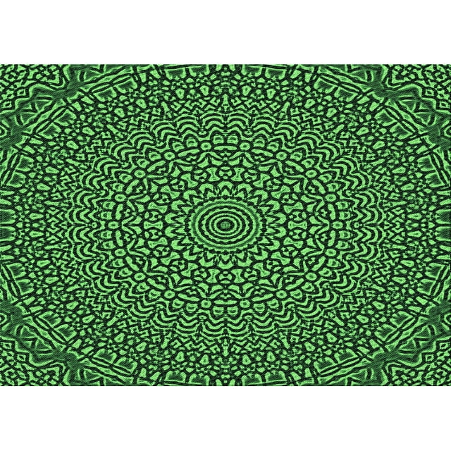 Ahgly Company Machine Washable Indoor Rectangle Transitional Dark Forest Green Area Rugs, 8' x 10'