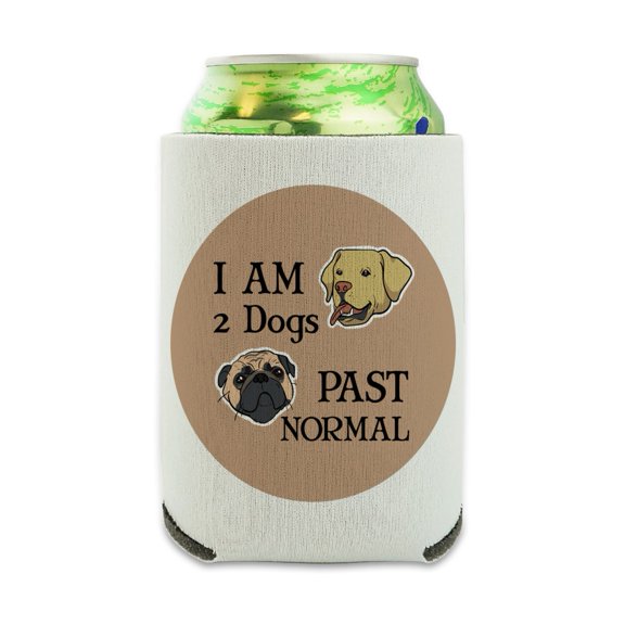 Two Dogs Past Normal Can Cooler - Drink Sleeve Hugger Collapsible Insulator - Beverage Insulated Holder