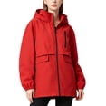thumbnail image 5 of IUYRTFE Women's Hooded Windbreaker Jacket Long Sleeve Mid Length Zip Up Outdoor Coat with Pockets, 5 of 9