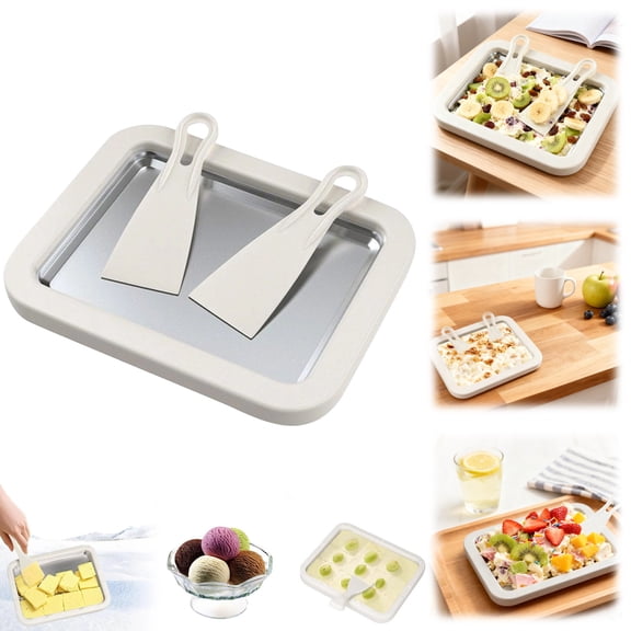 Instant Ice Cream Maker, 2026 New At-Home Rolled Ice Cream Maker Kit, Instant Freeze Plate with 2 Scrapers, Ice Stir Frying Machine, DIY Homemade Ice Cream Tray, Instant Ice Cream Maker Ideal