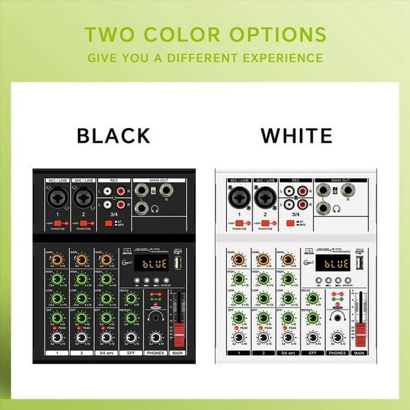 -A4 Consola de DJ Digital Portátil Profesional con Mezclador USB Border Mezclador de Audio de 4 Canales para Canto en Negro